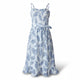 Women's Women’s Sleeveless Midi Dress with Ruffle Neckline, Tie Waist and Leaf Print