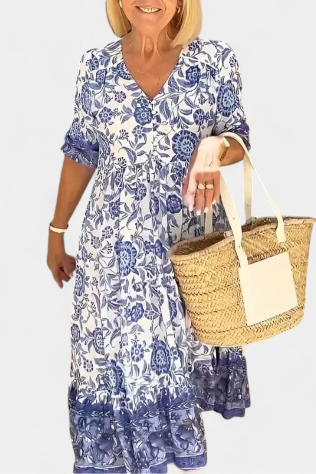 Women's Floral V-Neck Boho Dress