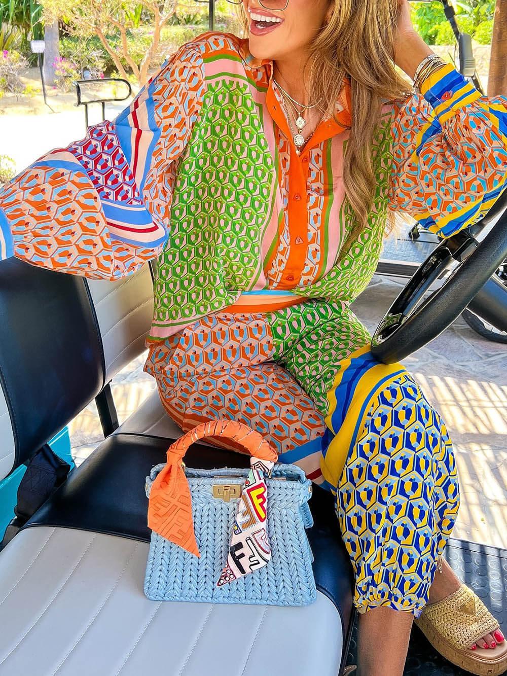 Women's Colorful Tropical-Look Shirt