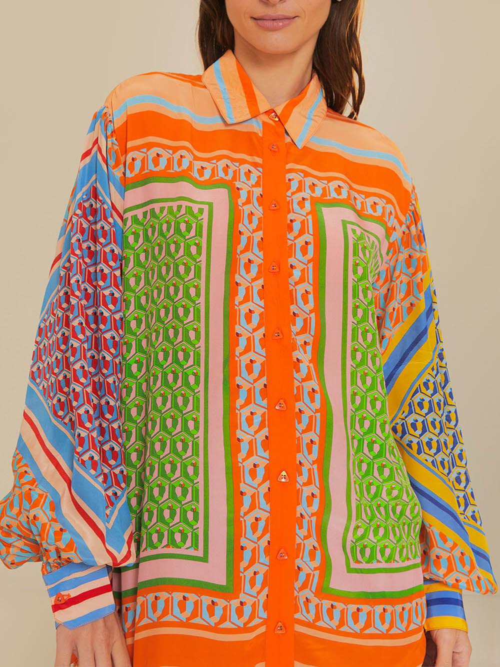 Women's Colorful Tropical-Look Shirt