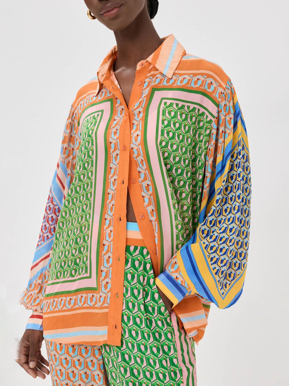 Women's Colorful Tropical-Look Shirt