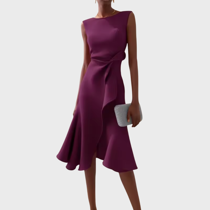 Sheila | Women's Asymmetric Draped Midi Dress
