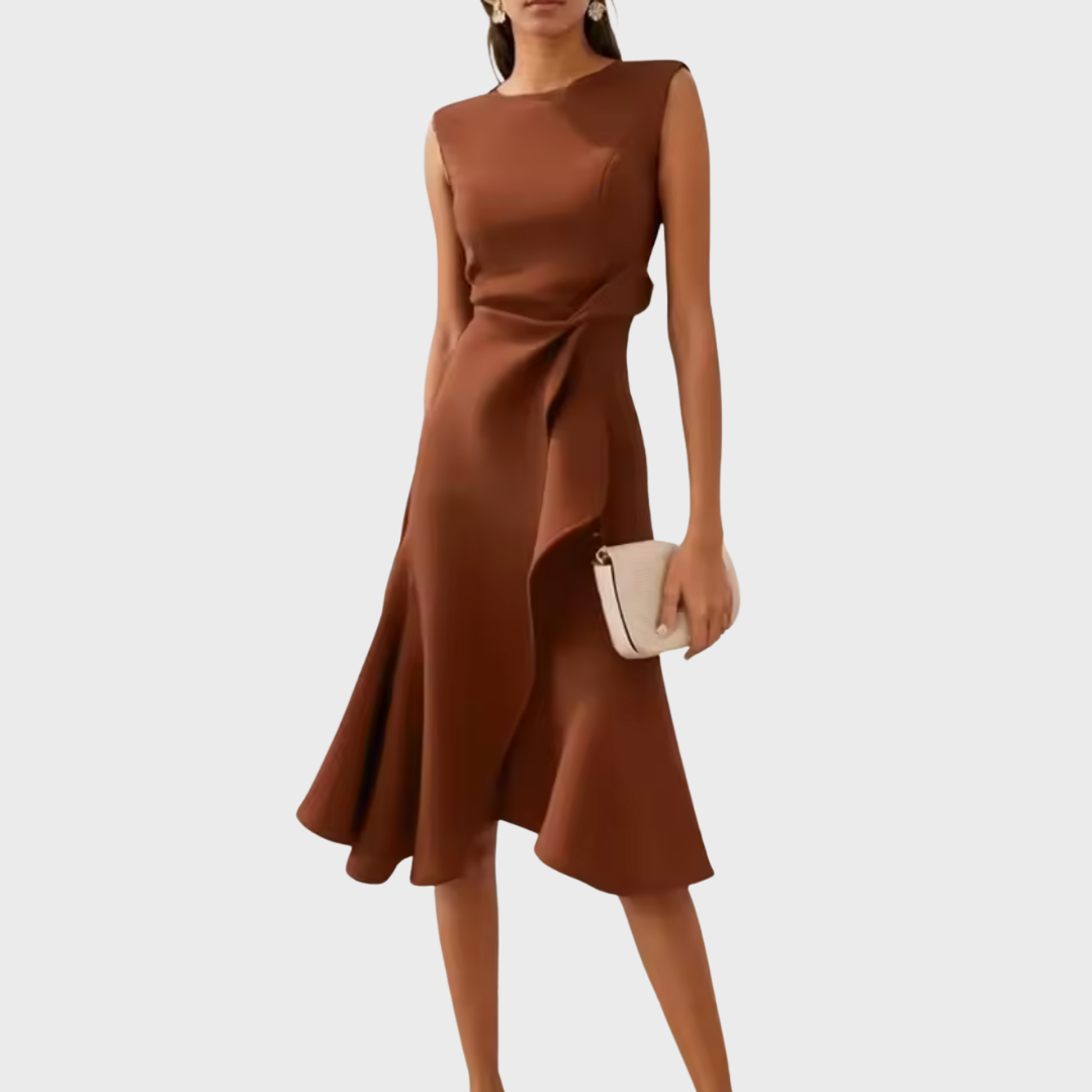 Sheila | Women's Asymmetric Draped Midi Dress