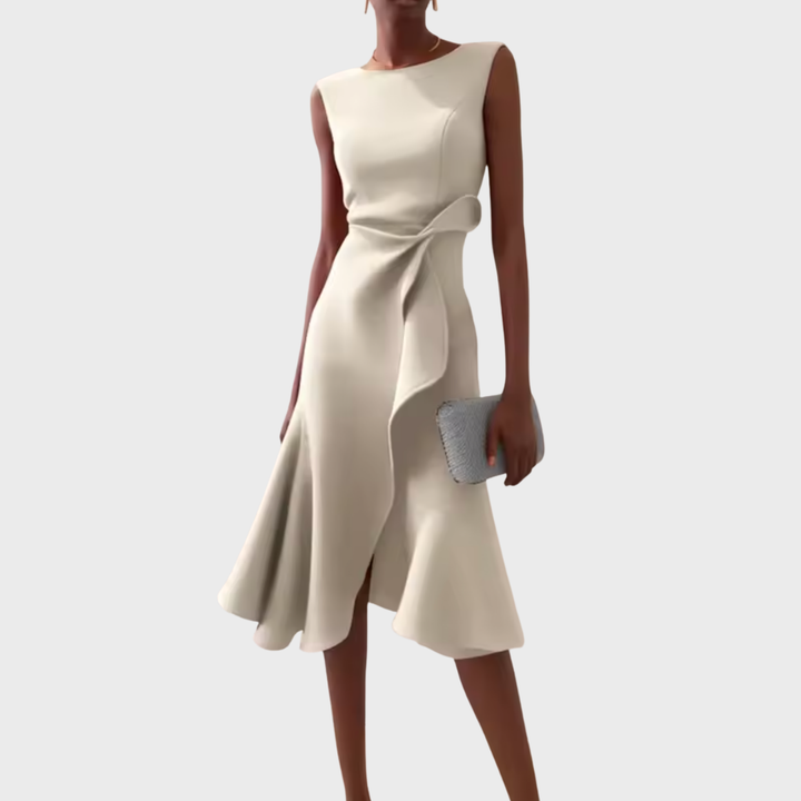 Sheila | Women's Asymmetric Draped Midi Dress
