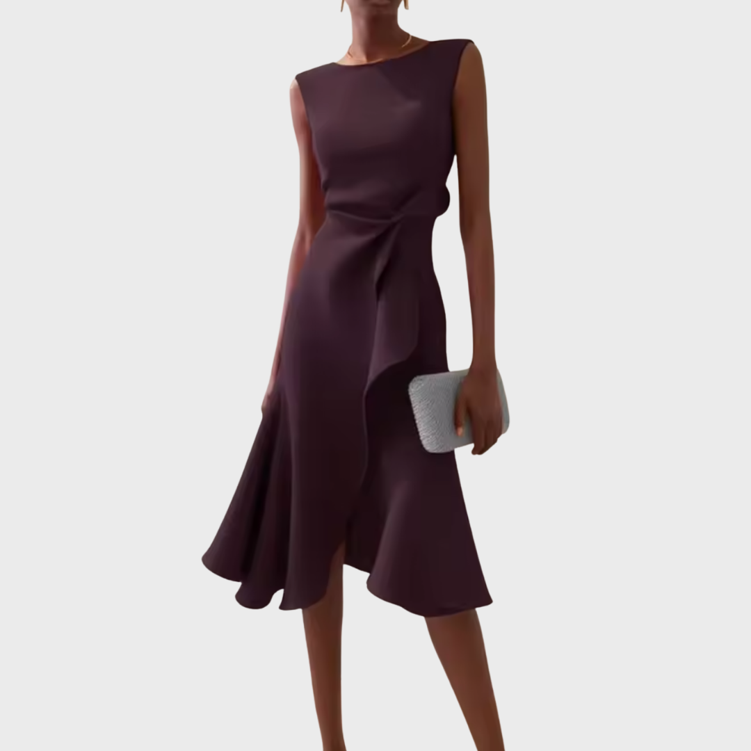 Sheila | Women's Asymmetric Draped Midi Dress