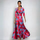 Women's Floral V-Neck Flowing Maxi Dress
