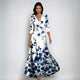 Women's Floral V-Neck Flowing Maxi Dress