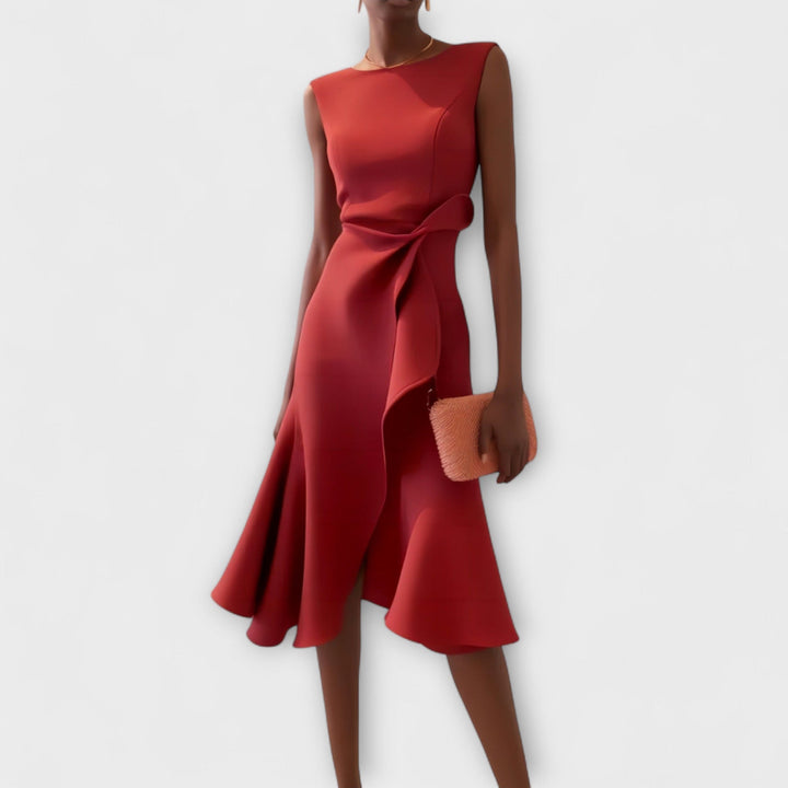 Sheila | Women's Asymmetric Draped Midi Dress