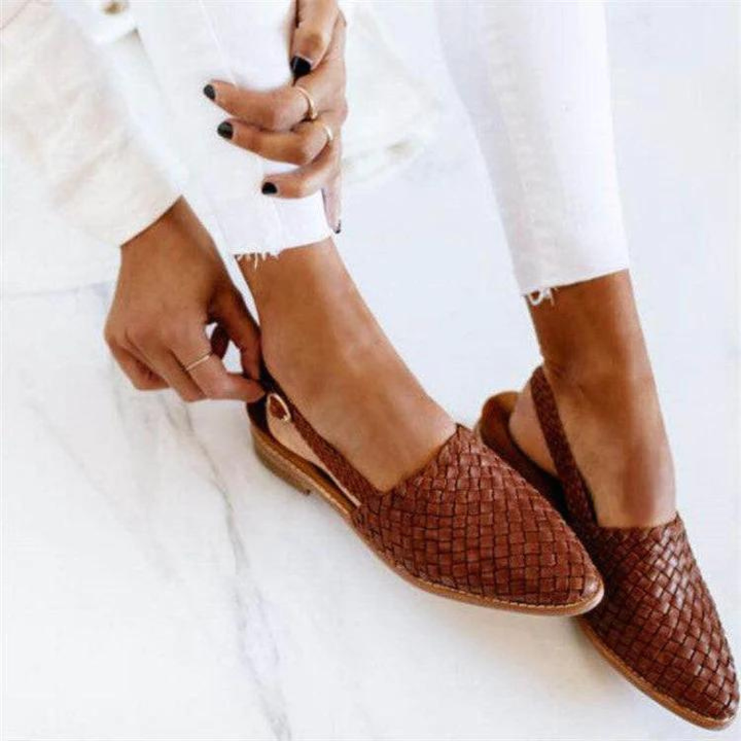 Donna | Woven Vegan Leather Ballerinas Shoes