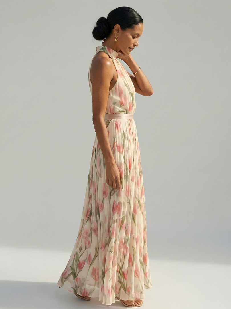 Women's Halter Neck Floral Midi Dress