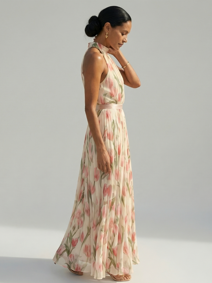 Women's Halter Neck Floral Midi Dress