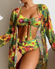 Women's Tropical Print Bikini Set with Cover-Up Swimwear Sale