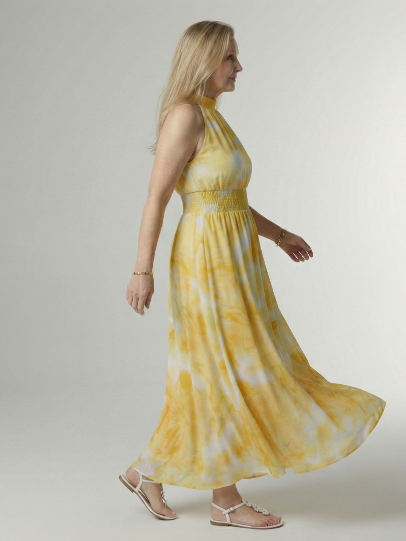 Women's Gathered Halter Midi Dress