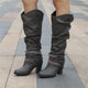 Pam | Women's Knee-High Boots - Slouchy Block Heel