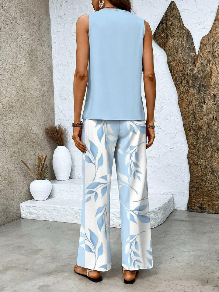 Abigail | Women's Sleeveless Blouse and Wide-Leg Pants Set Two Pieces