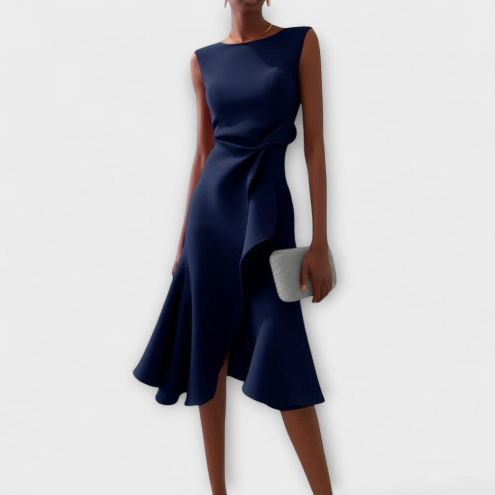 Sheila | Women's Asymmetric Draped Midi Dress