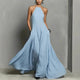 Women's Halter Neck Sleeveless Linen Blend Maxi Dress