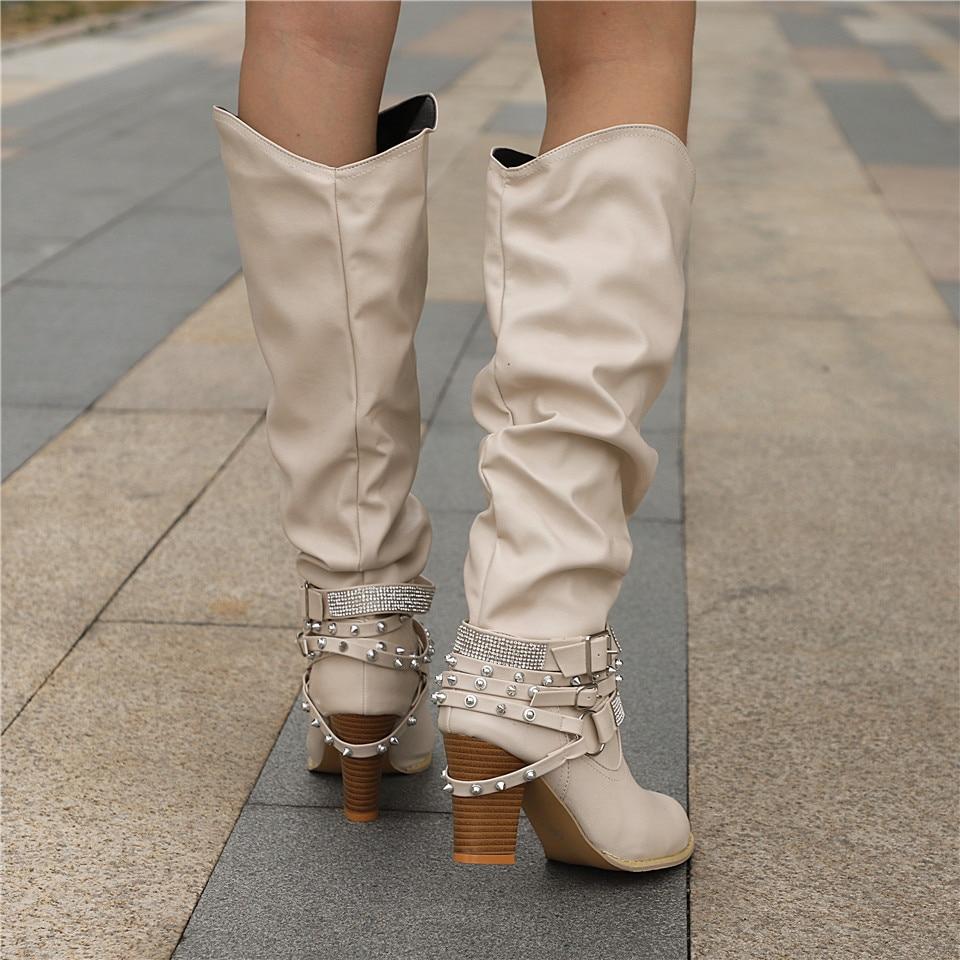 Pam | Women's Knee-High Boots - Slouchy Block Heel