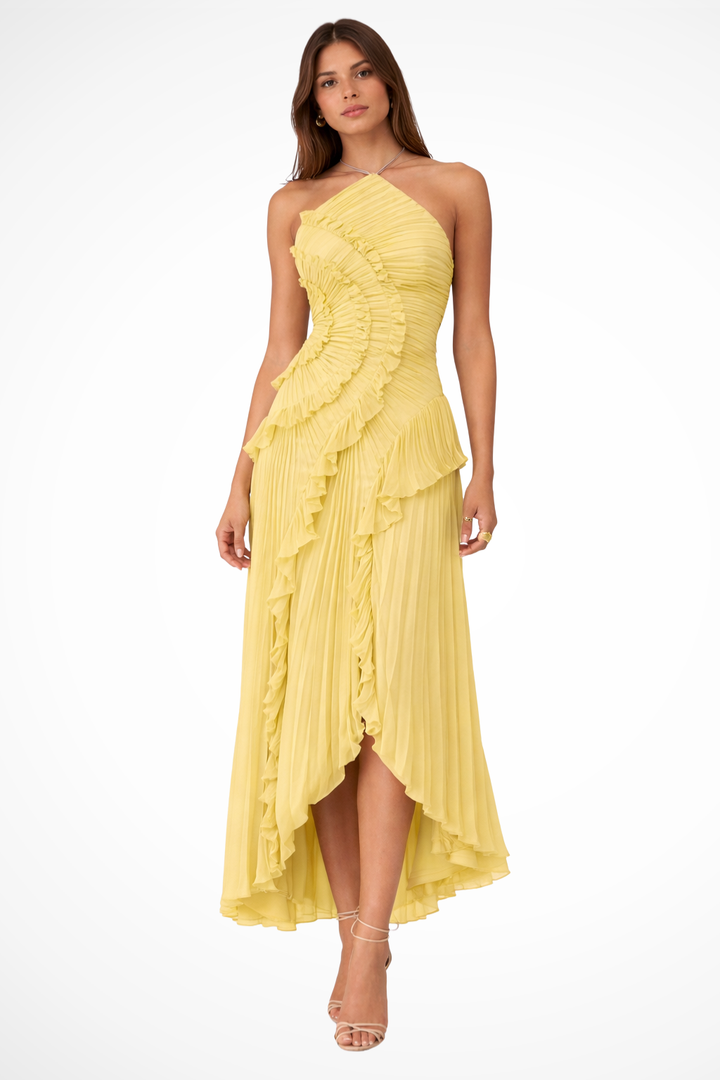 Women's Women’s Sleeveless Halter Backless Ruffled Maxi Summer Wedding Guest Dress