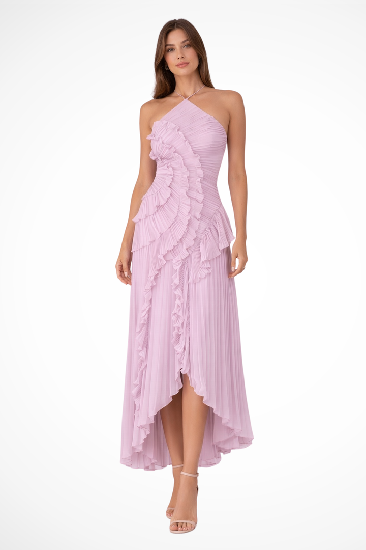 Women's Women’s Sleeveless Halter Backless Ruffled Maxi Summer Wedding Guest Dress