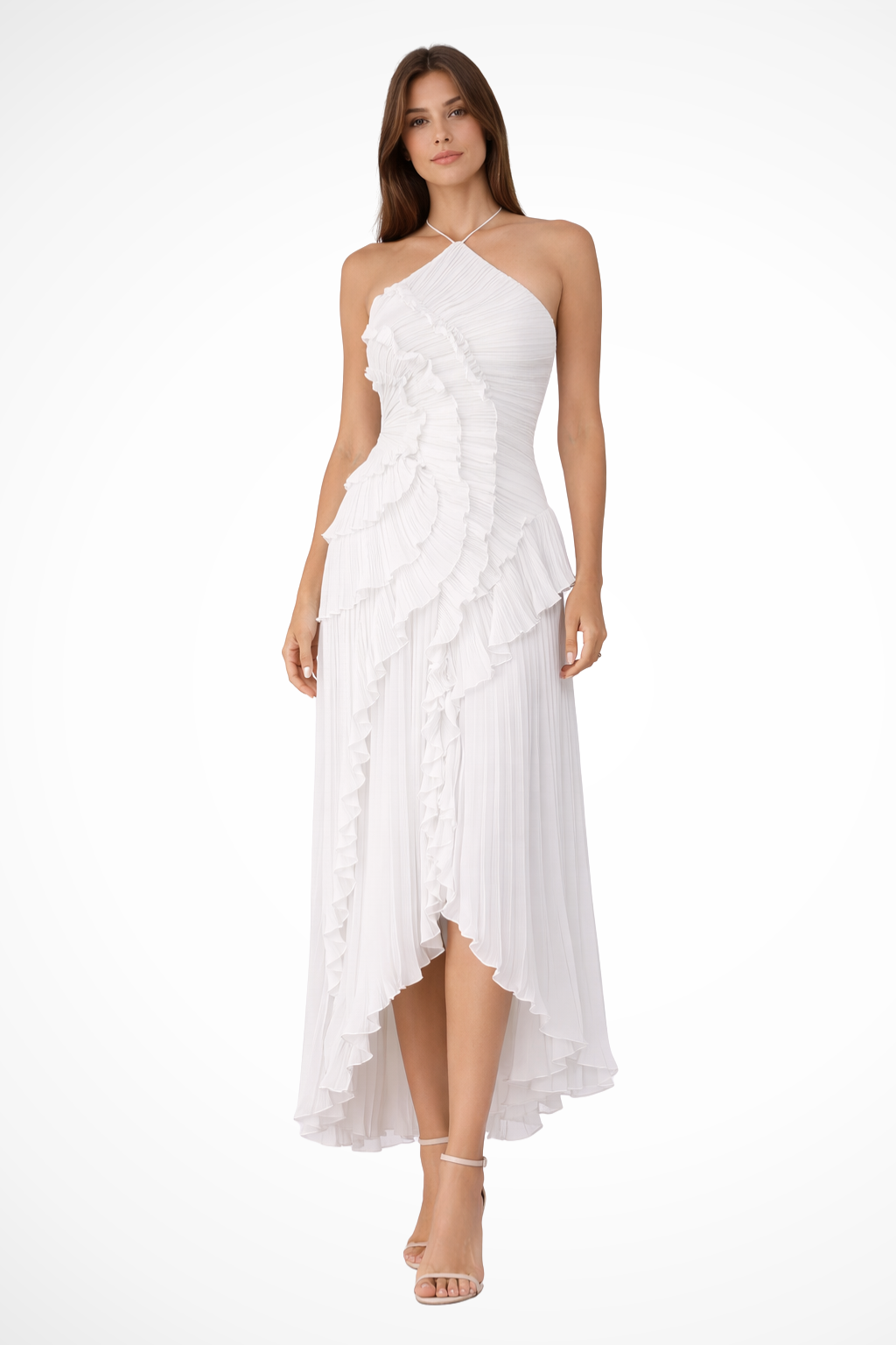 Women's Women’s Sleeveless Halter Backless Ruffled Maxi Summer Wedding Guest Dress