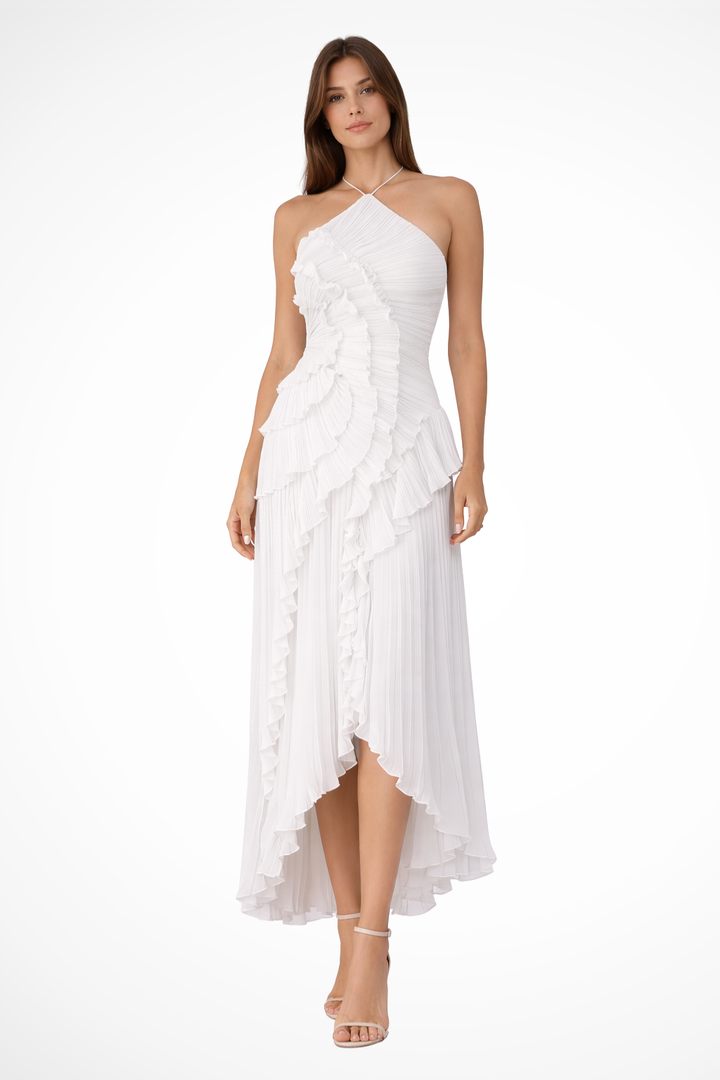 Women's Women’s Sleeveless Halter Backless Ruffled Maxi Summer Wedding Guest Dress