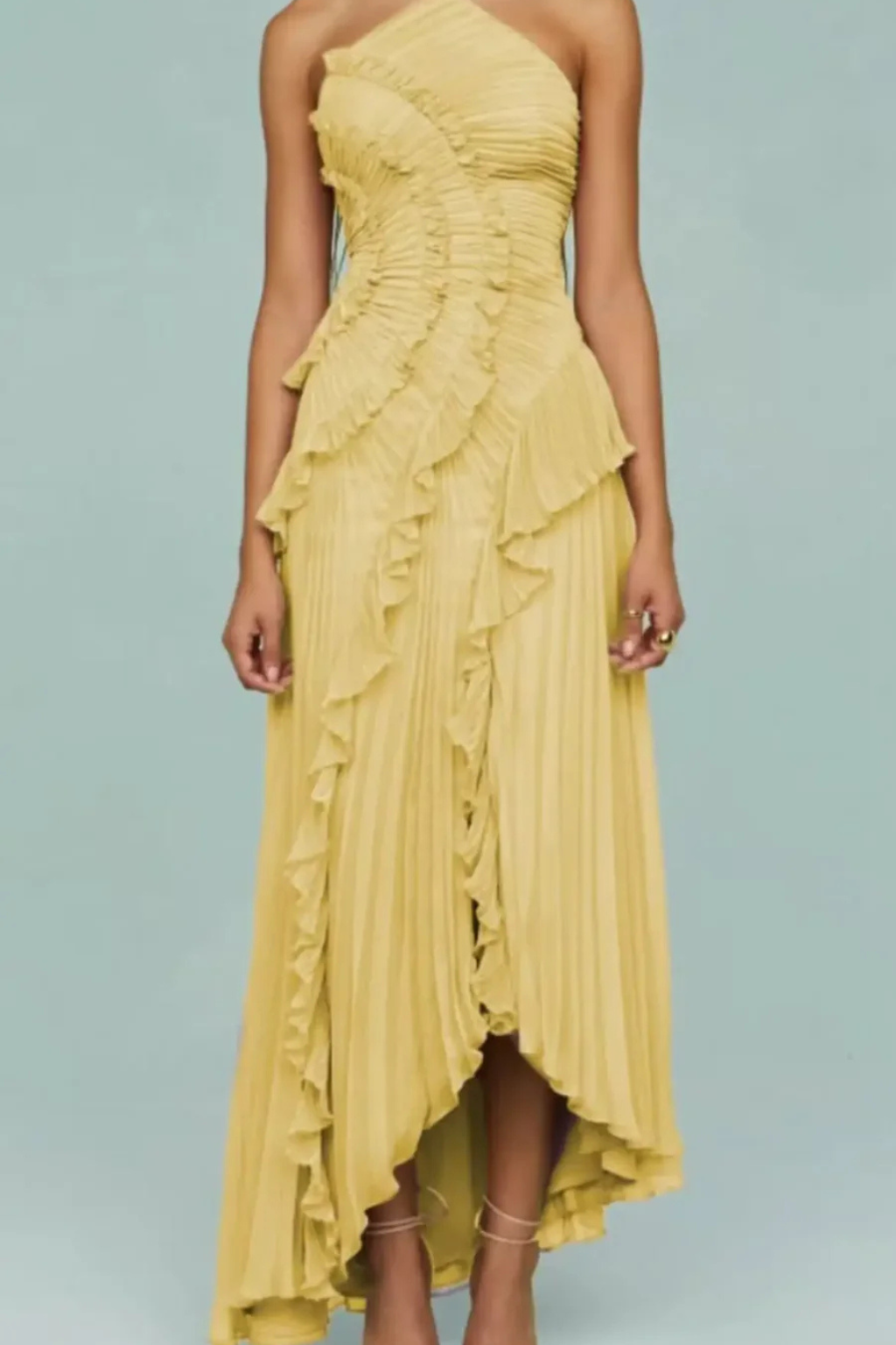Women's Women’s Sleeveless Halter Backless Ruffled Maxi Summer Wedding Guest Dress