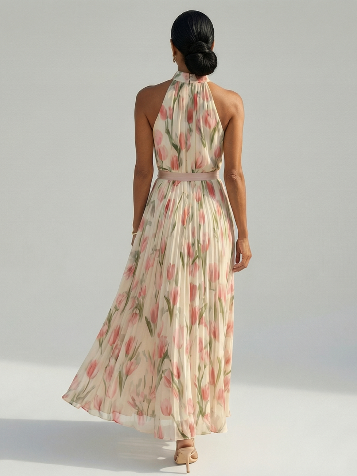 Women's Halter Neck Floral Midi Dress