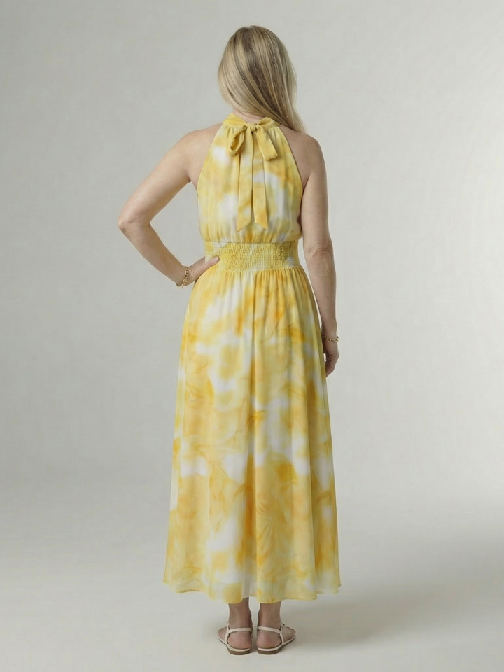Women's Gathered Halter Midi Dress