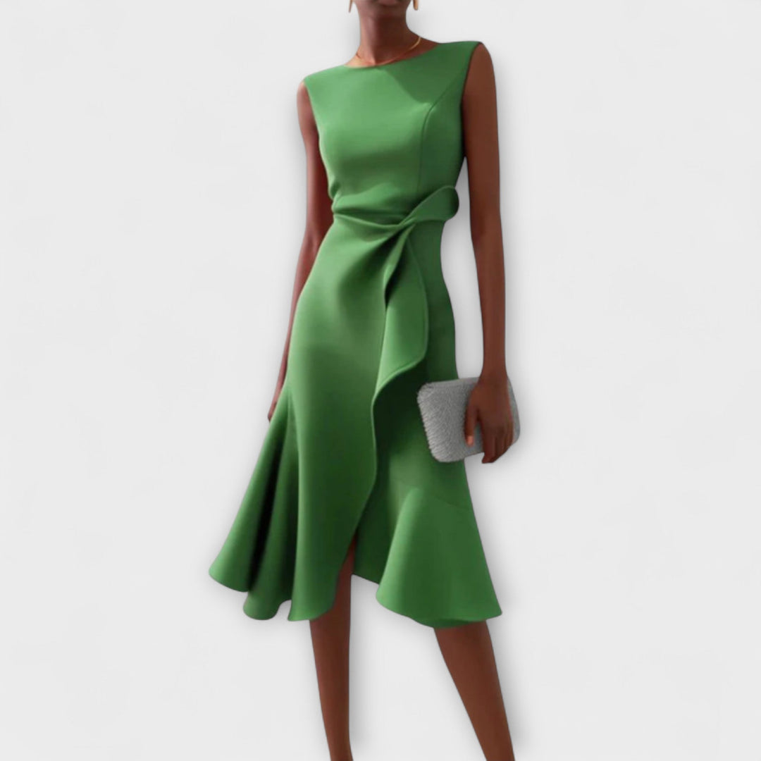Sheila | Women's Asymmetric Draped Midi Dress