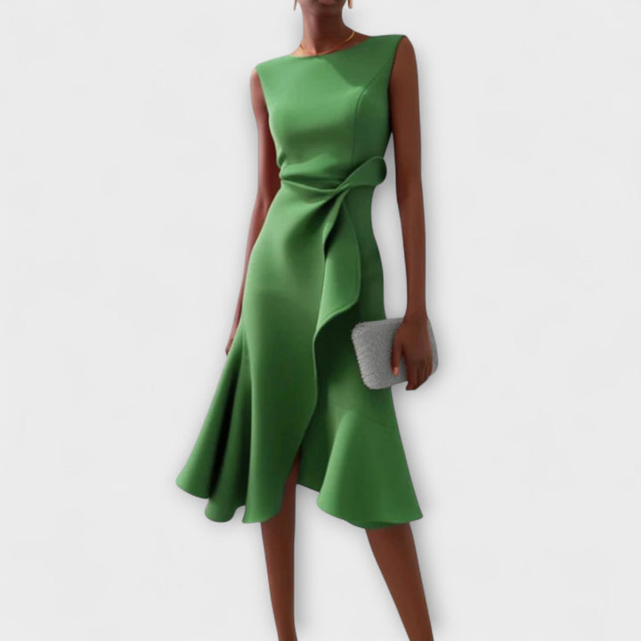 Sheila | Women's Asymmetric Draped Midi Dress