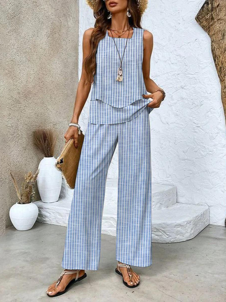 Abigail | Women's Sleeveless Blouse and Wide-Leg Pants Set Two Pieces