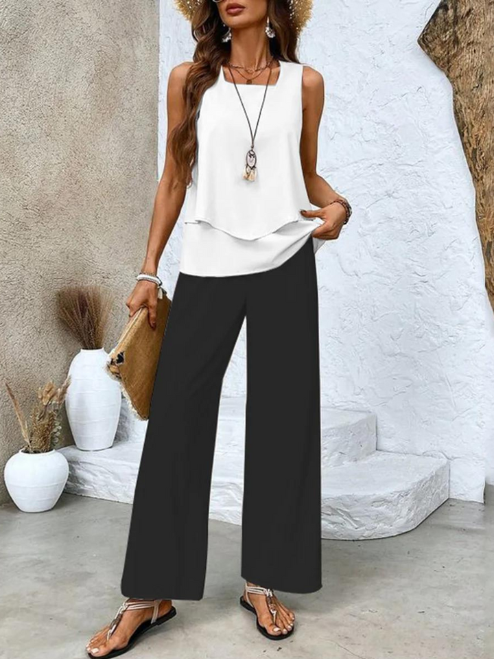 Abigail | Women's Sleeveless Blouse and Wide-Leg Pants Set Two Pieces