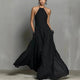 Women's Halter Neck Sleeveless Linen Blend Maxi Dress