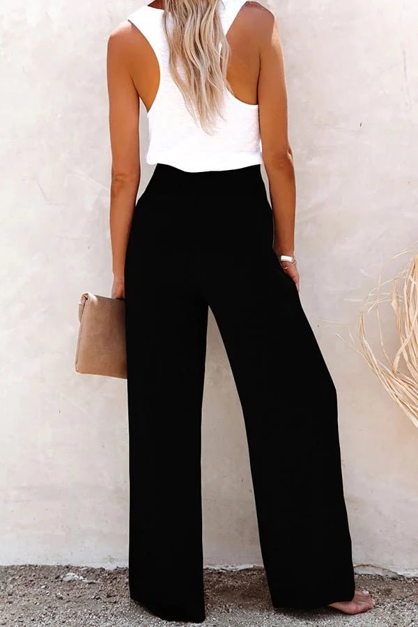 Sharon | High-Waisted Trousers with Smocked Waist Bottom Collection