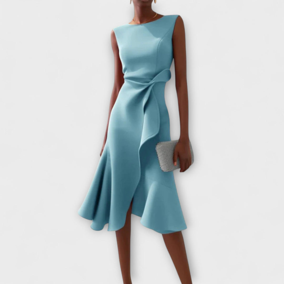 Sheila | Women's Asymmetric Draped Midi Dress