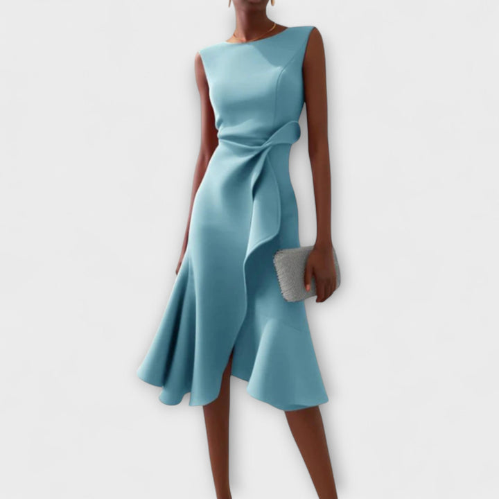 Sheila | Women's Asymmetric Draped Midi Dress