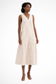 Women's Women V Neck Sleeveless Button Front Linen Maxi Dress