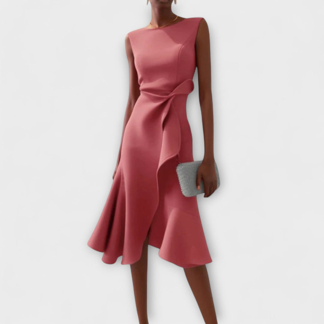 Sheila | Women's Asymmetric Draped Midi Dress