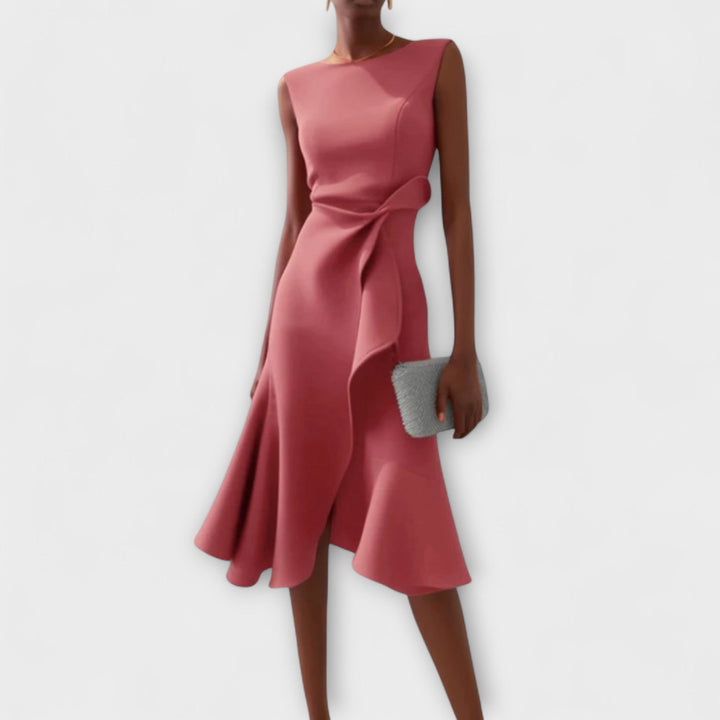 Sheila | Women's Asymmetric Draped Midi Dress