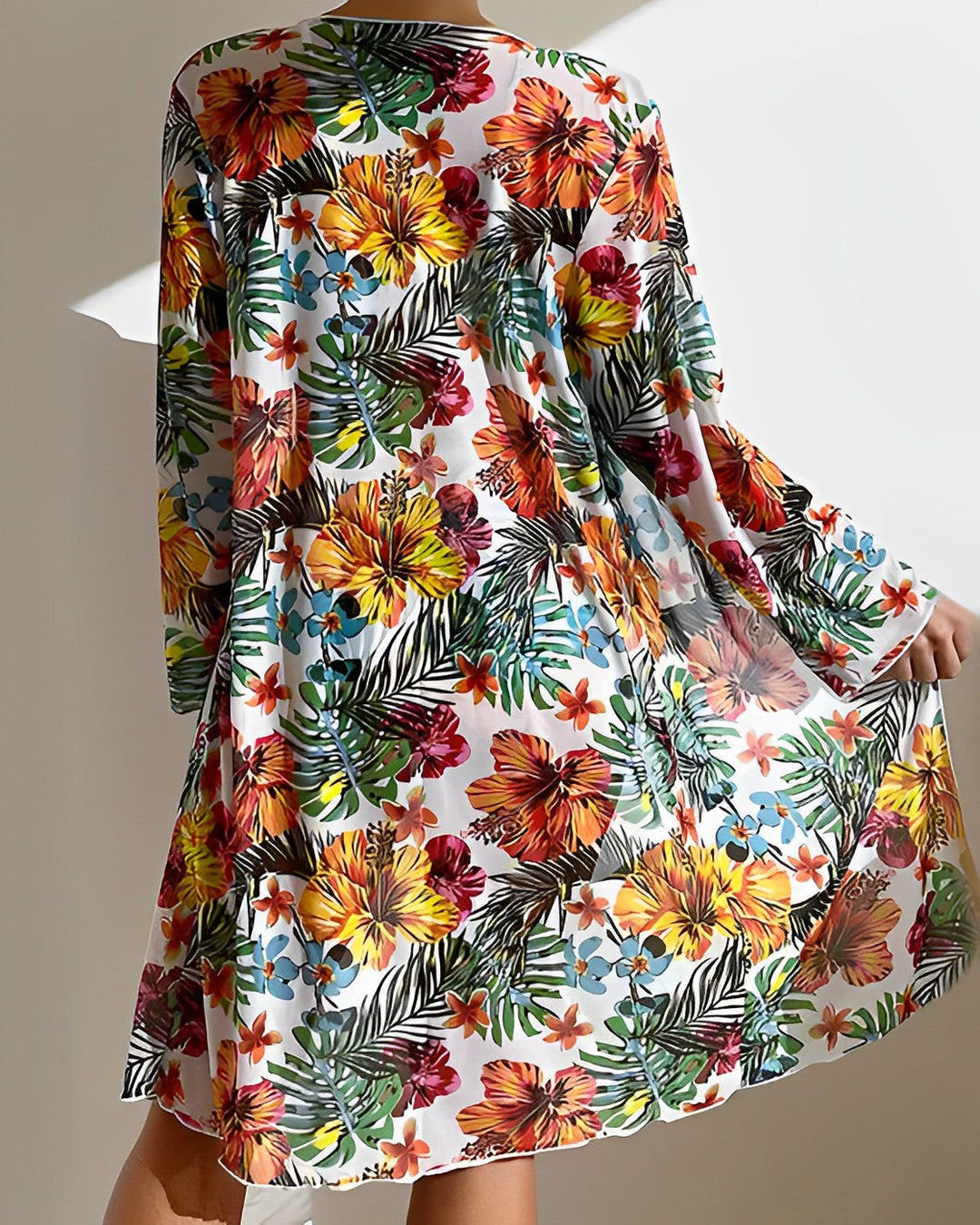 Women's Tropical Print Bikini Set with Cover-Up Swimwear Sale