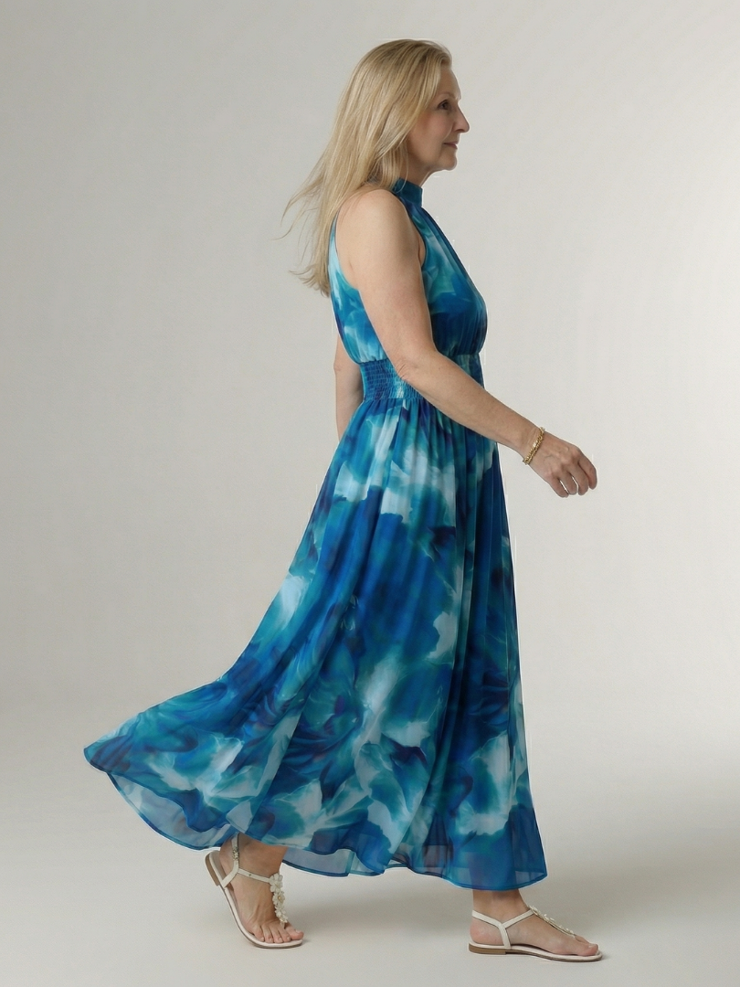 Women's Gathered Halter Midi Dress