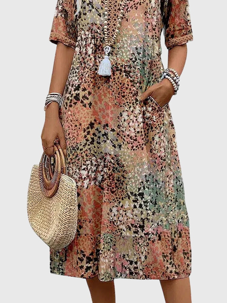 Women's Elegant Floral Midi Dress