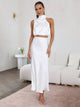 Women's Two-Piece Halter Top and Satin Maxi Skirt Set