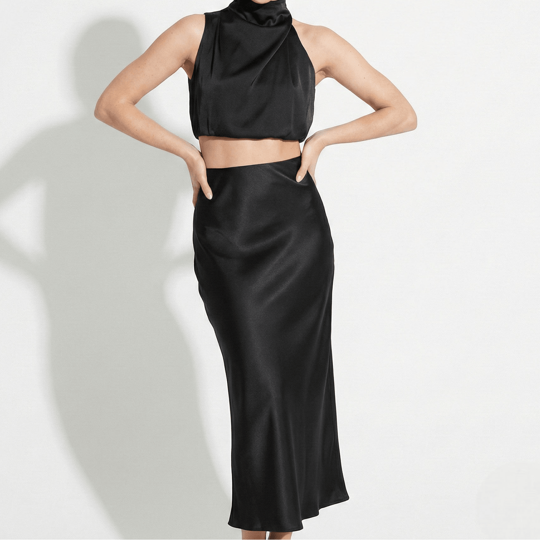 Women's Satin Skirt with Signature Detail