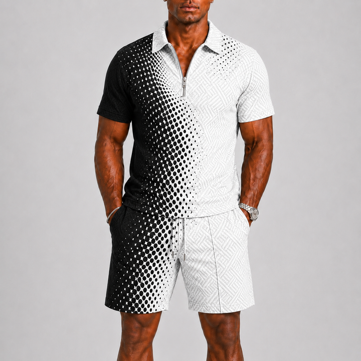Men's Summer Set with Zip Polo and Shorts