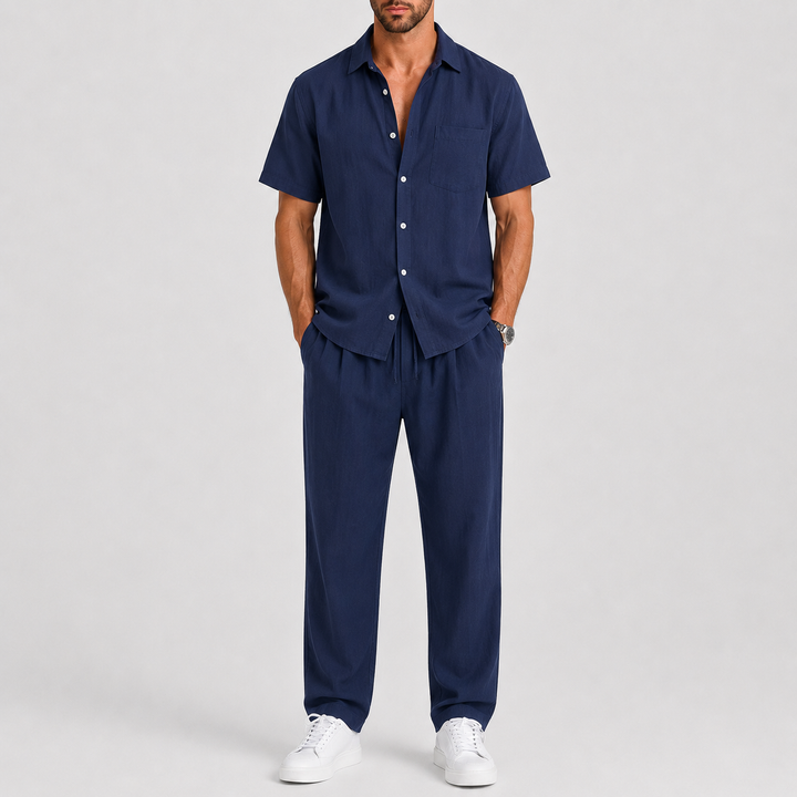 Men's Summer Set with Shirt and Wide-Leg Trousers