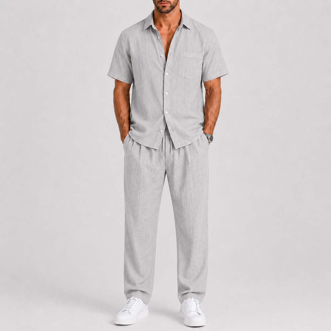 Men's Summer Set with Shirt and Wide-Leg Trousers