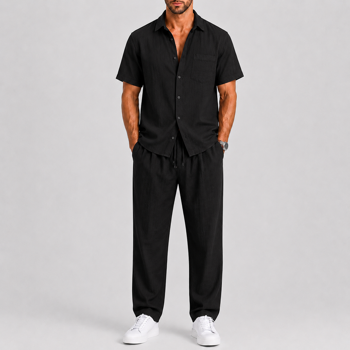 Men's Summer Set with Shirt and Wide-Leg Trousers