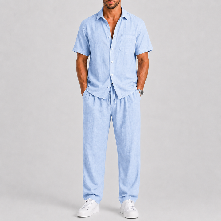 Men's Summer Set with Shirt and Wide-Leg Trousers